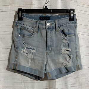 Aeropostale Women's Ripped Jean Shorts - Light Blue